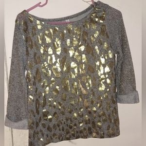 Xhiliration SZ S Leopard printed iron-on foiled design half sleeve shirt